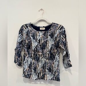 Numph Patterned Blue and Black Women's Top
